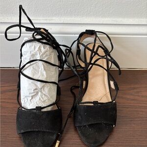 Elegant Miss KG Black Suede Lace-Up Women's Sandals Size 6.5
